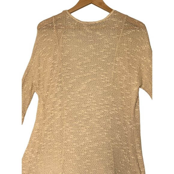 Beige Blu Planet Long Open Knit Duster Cardigan With 3/4 Sleeves Made In USA - Picture 5 of 14